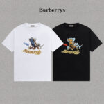 P70 Burberry/巴宝莉 印花Logo百搭潮流短袖T恤男女同款 吊牌 领标 水洗唛 三标齐全 定织定染280克精梳棉面料 尺码：S-XXL