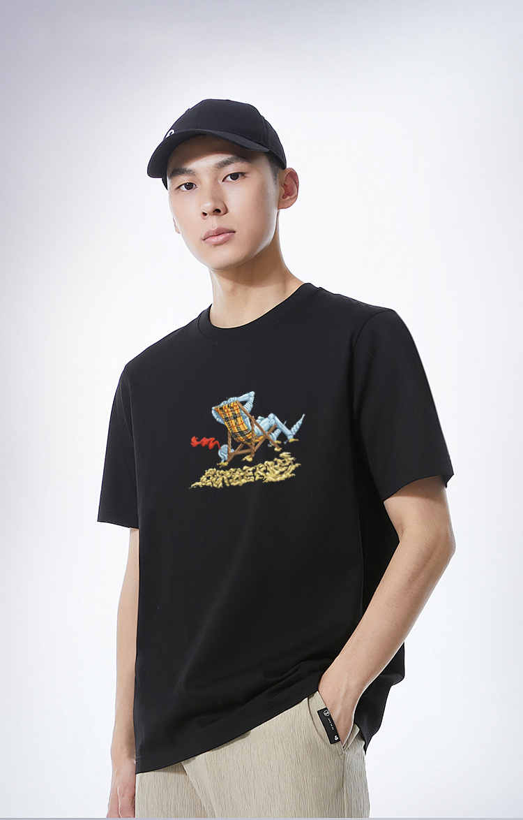 P70 Burberry/巴宝莉 印花Logo百搭潮流短袖T恤男女同款 吊牌 领标 水洗唛 三标齐全 定织定染280克精梳棉面料 尺码：S-XXL