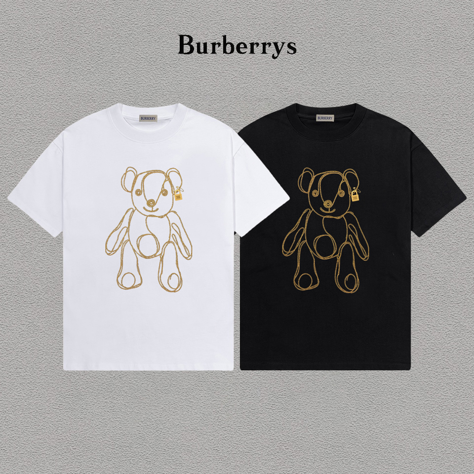 P70 Burberry/巴宝莉 印花Logo百搭潮流短袖T恤男女同款 吊牌 领标 水洗唛 三标齐全 定织定染280克精梳棉面料 尺码：S-XXL