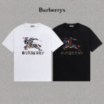 P70 Burberry/巴宝莉 印花Logo百搭潮流短袖T恤男女同款 吊牌 领标 水洗唛 三标齐全 定织定染280克精梳棉面料 尺码：S-XXL
