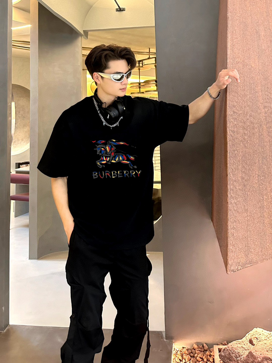 P70 Burberry/巴宝莉 印花Logo百搭潮流短袖T恤男女同款 吊牌 领标 水洗唛 三标齐全 定织定染280克精梳棉面料 尺码：S-XXL
