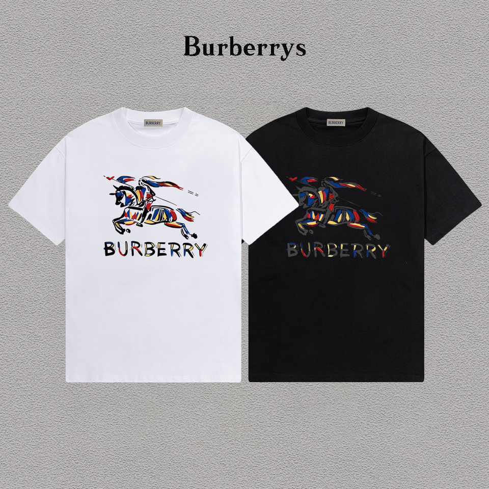 P70 Burberry/巴宝莉 印花Logo百搭潮流短袖T恤男女同款 吊牌 领标 水洗唛 三标齐全 定织定染280克精梳棉面料 尺码：S-XXL