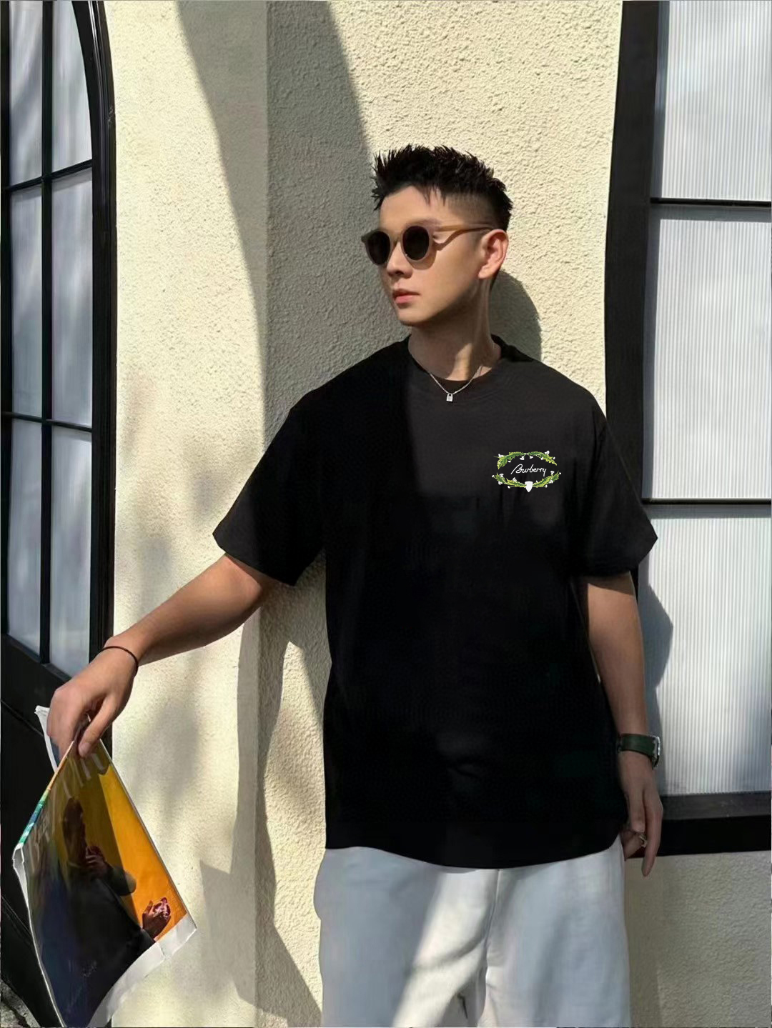 P70 Burberry/巴宝莉 印花Logo百搭潮流短袖T恤男女同款 吊牌 领标 水洗唛 三标齐全 定织定染280克精梳棉面料 尺码：S-XXL