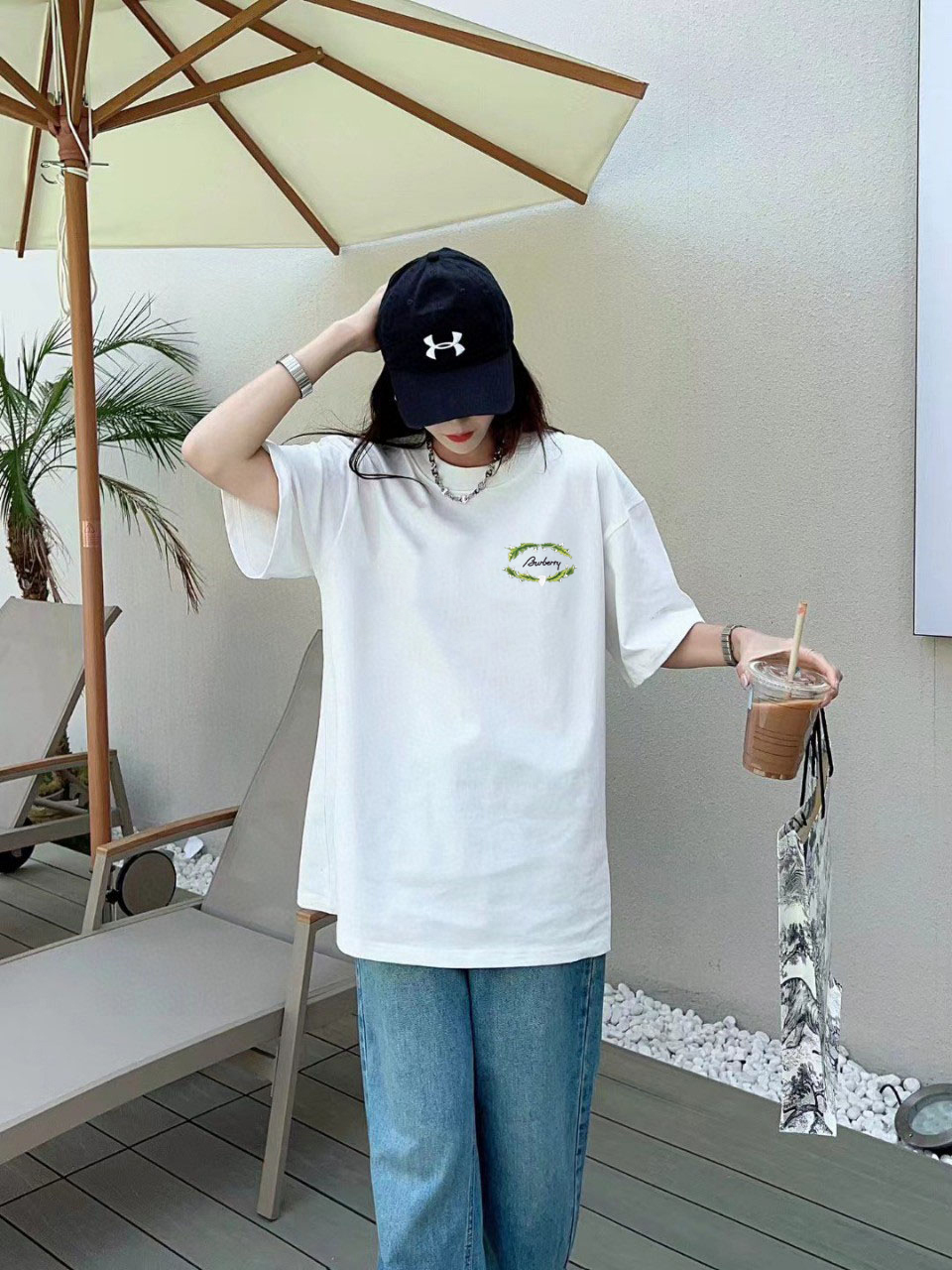 P70 Burberry/巴宝莉 印花Logo百搭潮流短袖T恤男女同款 吊牌 领标 水洗唛 三标齐全 定织定染280克精梳棉面料 尺码：S-XXL