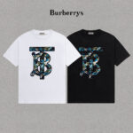 P70 Burberry/巴宝莉 印花Logo百搭潮流短袖T恤男女同款 吊牌 领标 水洗唛 三标齐全 定织定染280克精梳棉面料 尺码：S-XXL