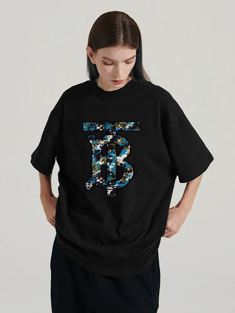 P70 Burberry/巴宝莉 印花Logo百搭潮流短袖T恤男女同款 吊牌 领标 水洗唛 三标齐全 定织定染280克精梳棉面料 尺码：S-XXL