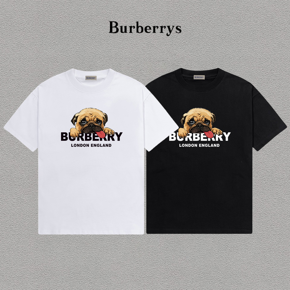 P70 Burberry/巴宝莉 印花Logo百搭潮流短袖T恤男女同款 吊牌 领标 水洗唛 三标齐全 定织定染280克精梳棉面料 尺码：S-XXL