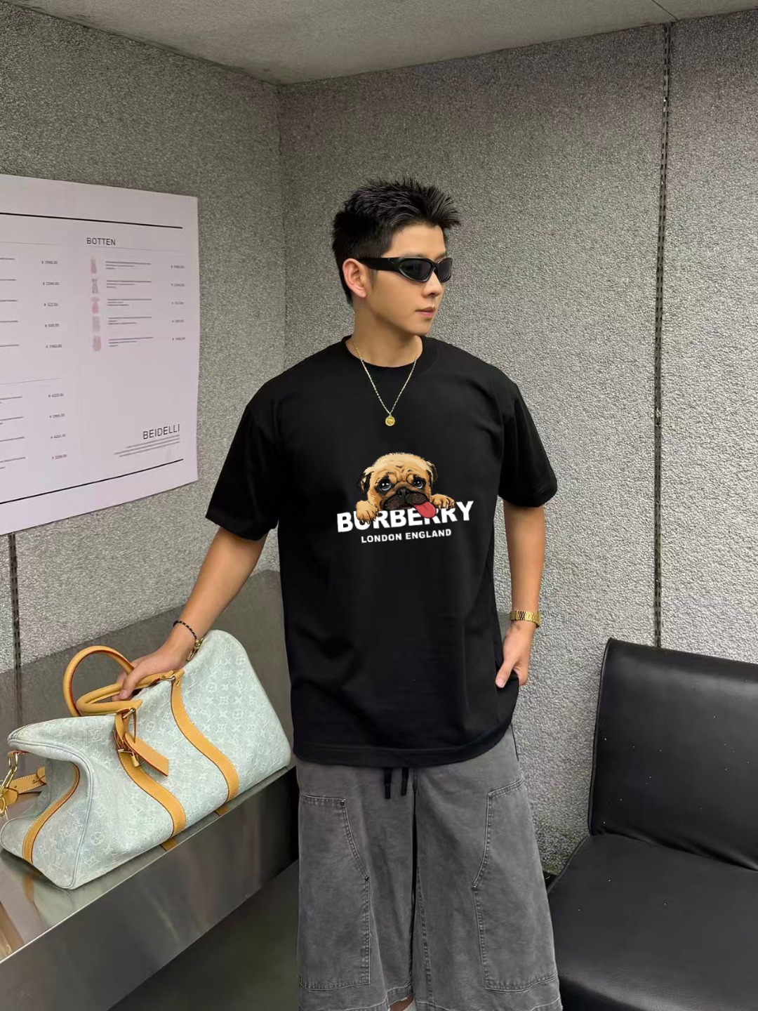 P70 Burberry/巴宝莉 印花Logo百搭潮流短袖T恤男女同款 吊牌 领标 水洗唛 三标齐全 定织定染280克精梳棉面料 尺码：S-XXL