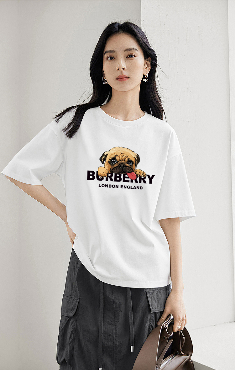 P70 Burberry/巴宝莉 印花Logo百搭潮流短袖T恤男女同款 吊牌 领标 水洗唛 三标齐全 定织定染280克精梳棉面料 尺码：S-XXL