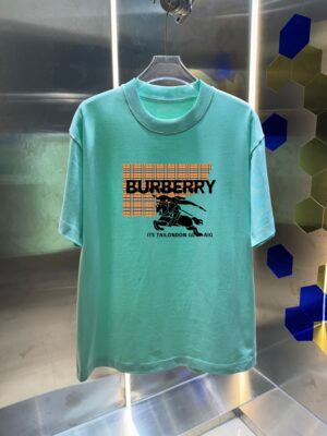 P70 Burberr* 巴宝* 2026春夏新款 经典字母 印花工艺 休闲宽松 圆领短袖T恤 男女同款 吊牌 领标 洗水唛 三标齐全 颜色：黑色 白色 紫色 绿色 尺码: S M L XL XXL