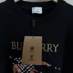 P70 款号TM1059 BURBERRY 巴宝莉新款马赛克刺绣圆领短袖 面料：280克32支双纱纯棉面料 工艺：重工精梳棉 螺纹同缸同色 整体不会有色差 当下热度爆款 男女情侣款 定制原版一致辅料 三标齐全 os宽松版型 最大可穿到200斤左右 颜色：白色 黑色 尺码：S M L XL