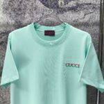 P75 GUCCI* 古驰* 2026新款 精致绣花小logo 300g短袖t恤 宽松版型男女同款 尺码 S M L XL XXL 黑色 浅黄色 紫色 湖水绿