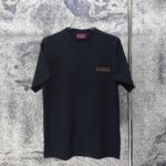 P75 GUCCI* 古驰* 2026新款 精致绣花小logo 300g短袖t恤 宽松版型男女同款 尺码 S M L XL XXL 黑色 浅黄色 紫色 湖水绿