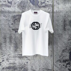 P75 GUCCI* 古驰* 2026新款 厚板胶短袖t恤 宽松版型男女同款 尺码 S M L XL XXL 黑色 白色