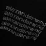 P85 亚历山大*王*alexander* 2026春夏新款 wang字母 烫钻工艺 短袖T恤 定制双纱平纹纯棉面料 男女同款 颜色：洗水深黑色 洗水白 洗水灰 洗水褐色 洗水红 尺码： S （90-130斤） M （120-150斤） L （140-165斤） XL （160-180斤） XXL （180-210斤）
