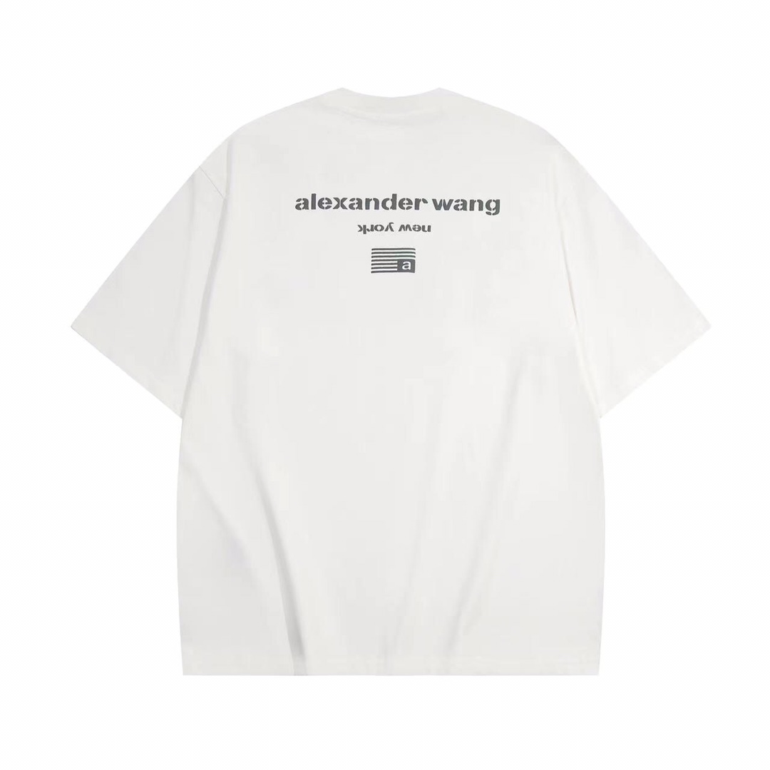 P80 Alexa.der Wang 2023春夏新款发泡对位印花短袖T恤 最🆕新款 太帅了 印花发泡很有质感 高品质 颜色 黑色白色 码数 XS S M L