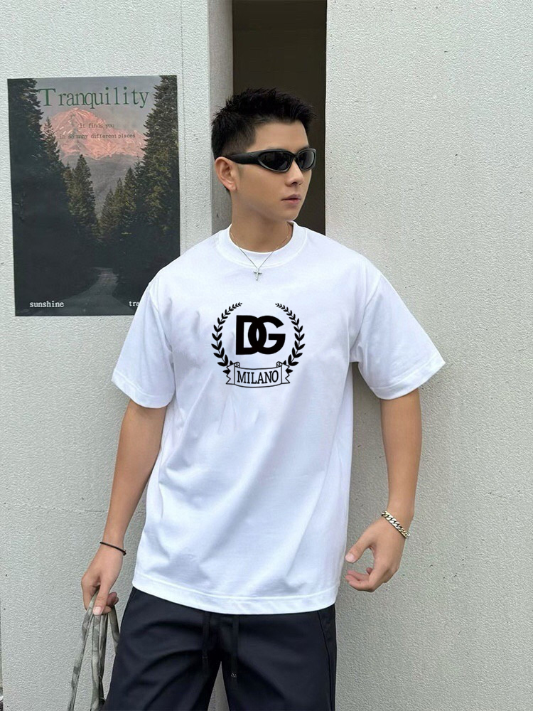 P70 DG/杜嘉班纳 印花LOGO字母百搭圆领短袖T恤男女同款 吊牌 领标 水洗唛 三标齐全 尺码：S-XXL 颜色：黑色，白色