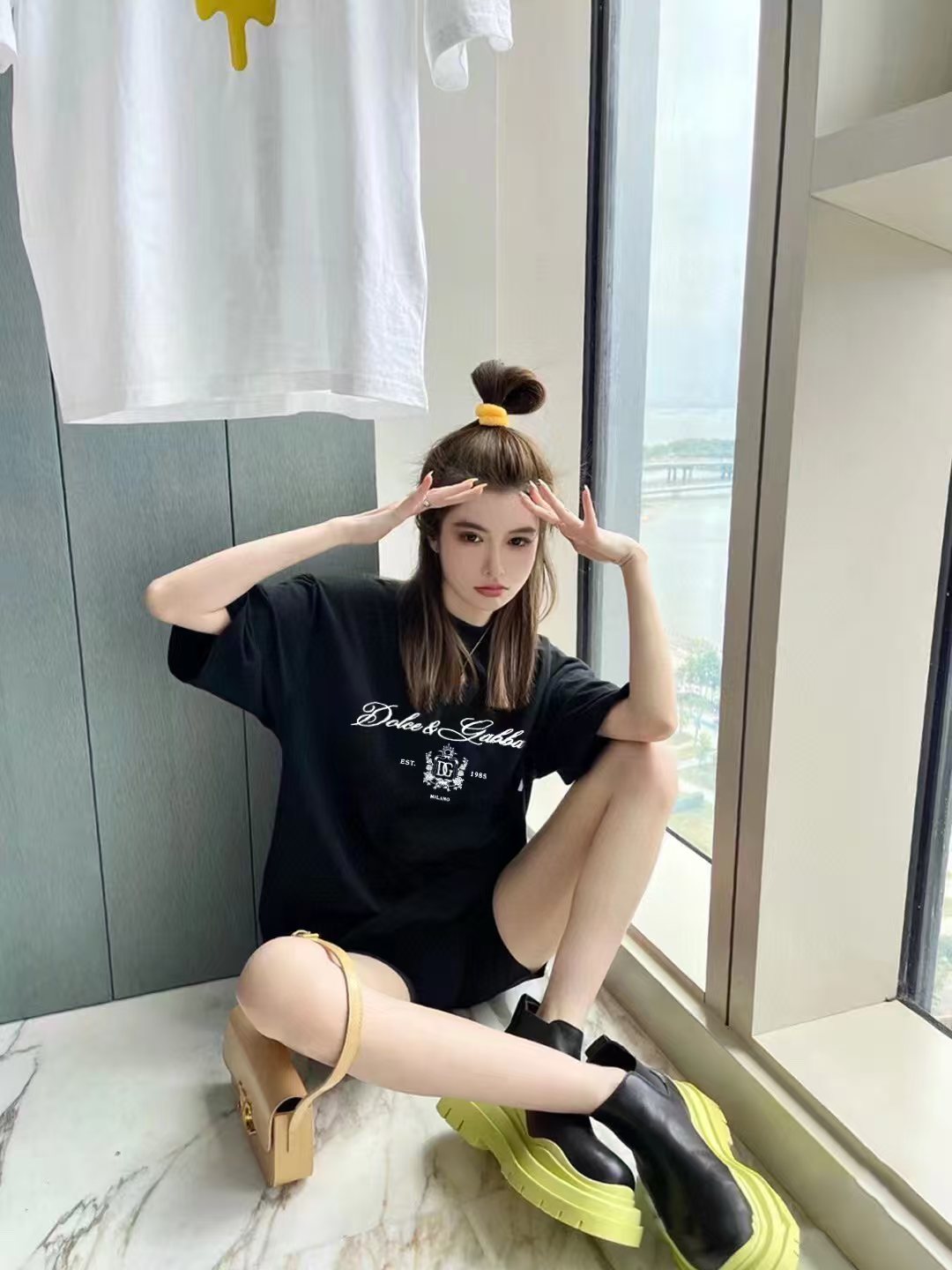 P70 DG/杜嘉班纳 印花LOGO字母百搭圆领短袖T恤男女同款 吊牌 领标 水洗唛 三标齐全 尺码：S-XXL 颜色：黑色，白色