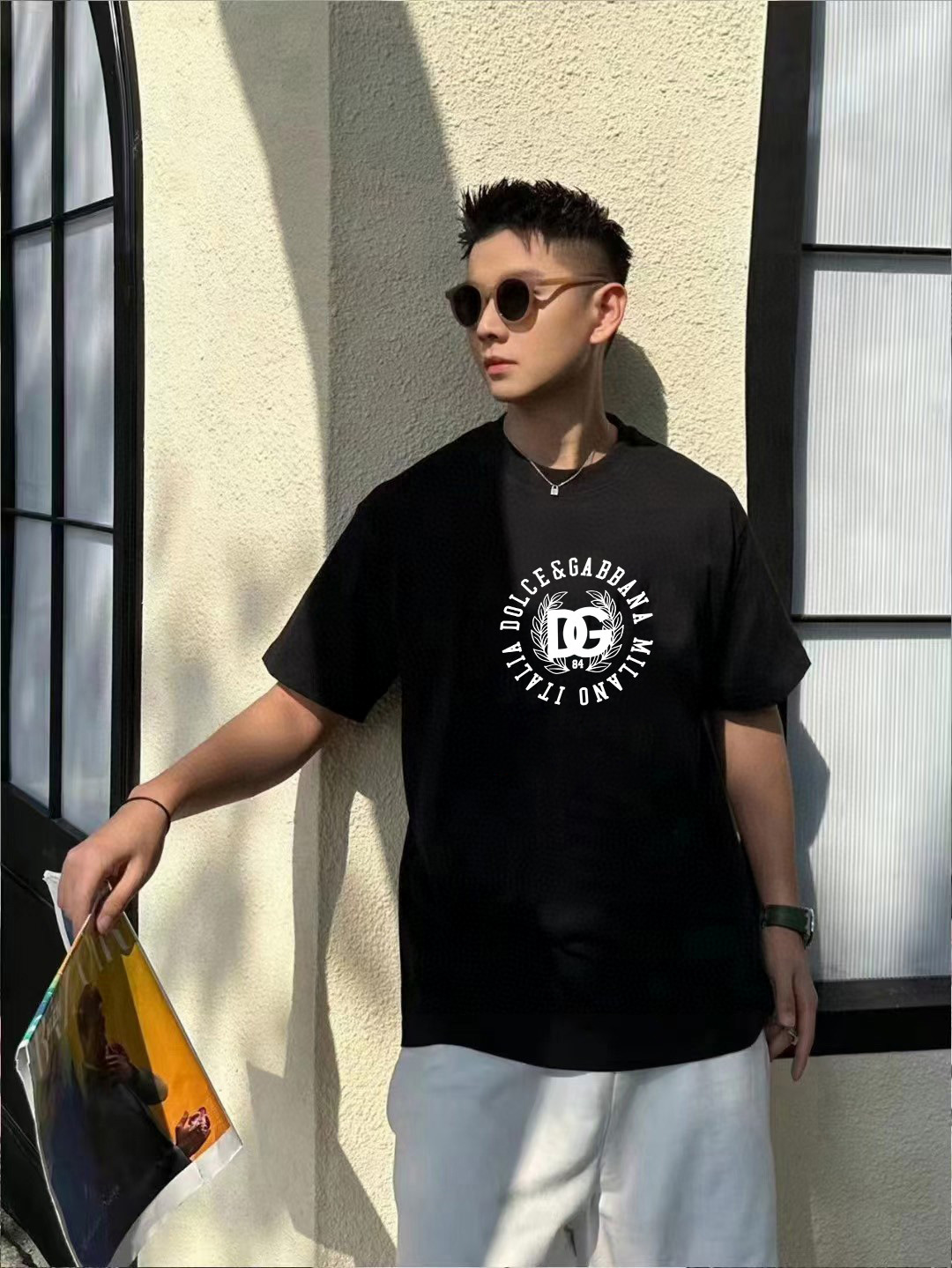 P70 DG/杜嘉班纳 印花LOGO字母百搭圆领短袖T恤男女同款 吊牌 领标 水洗唛 三标齐全 尺码：S-XXL 颜色：黑色，白色