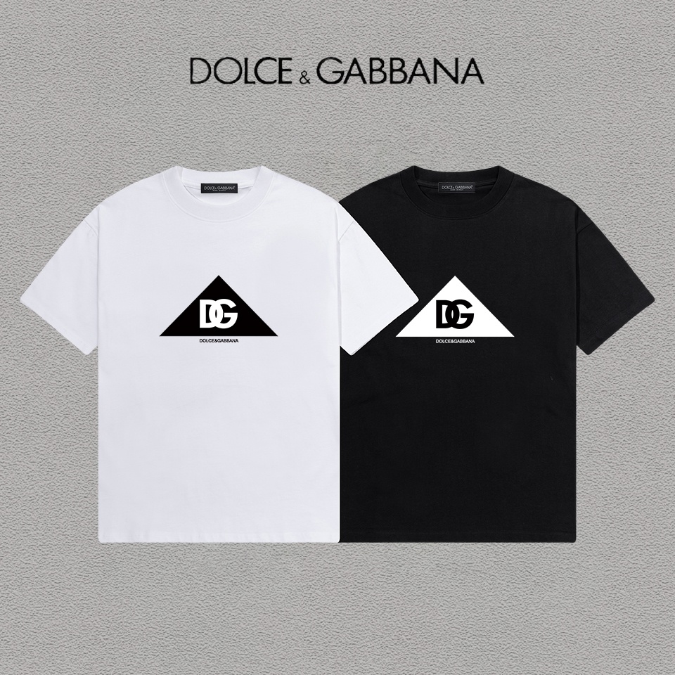 P70 DG/杜嘉班纳 印花LOGO字母百搭圆领短袖T恤男女同款 吊牌 领标 水洗唛 三标齐全 尺码：S-XXL 颜色：黑色，白色