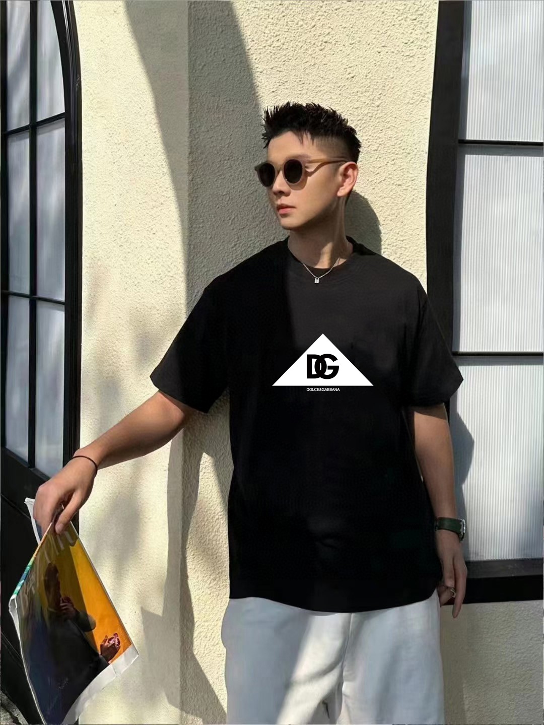 P70 DG/杜嘉班纳 印花LOGO字母百搭圆领短袖T恤男女同款 吊牌 领标 水洗唛 三标齐全 尺码：S-XXL 颜色：黑色，白色