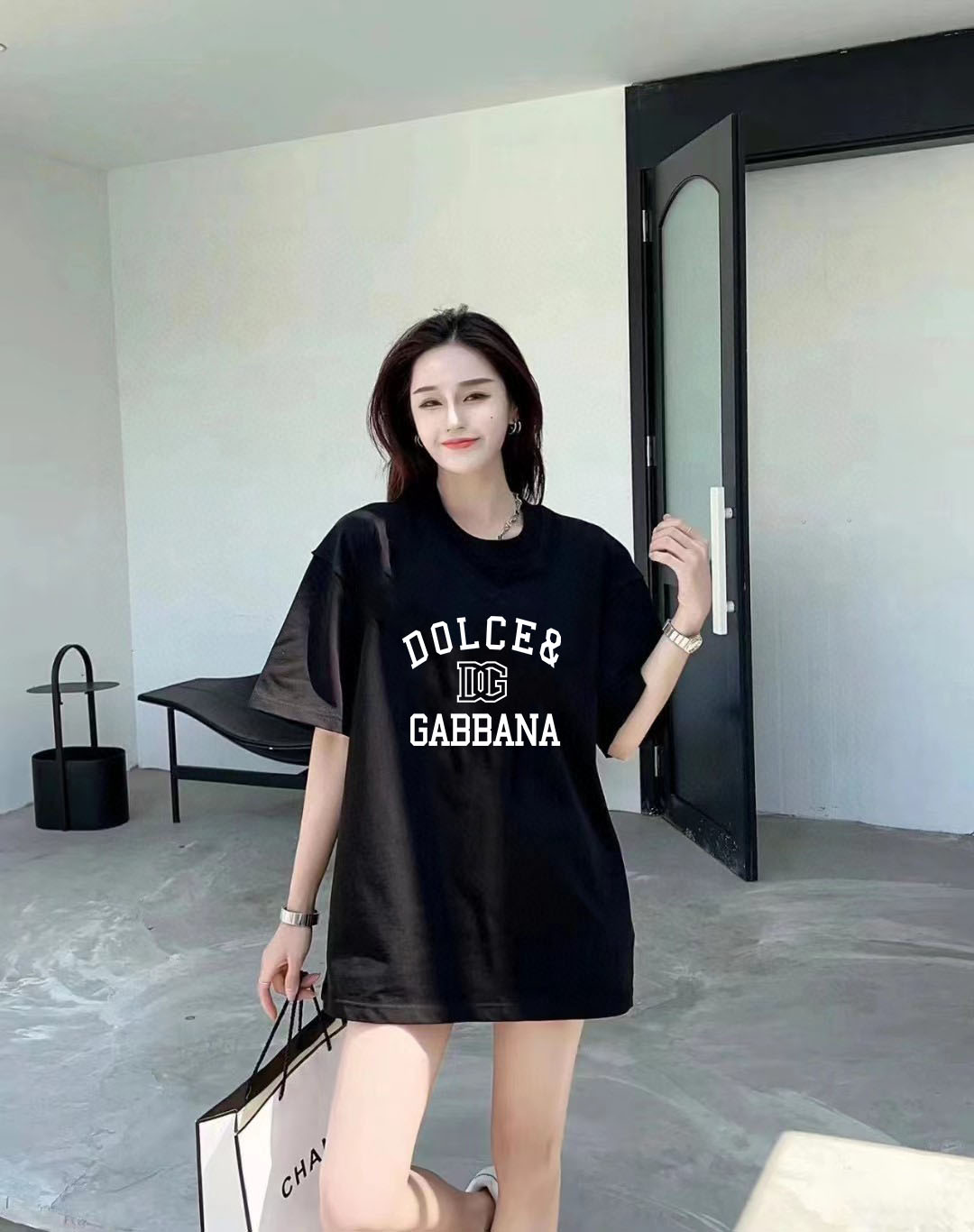P70 DG/杜嘉班纳 印花LOGO字母百搭圆领短袖T恤男女同款 吊牌 领标 水洗唛 三标齐全 尺码：S-XXL 颜色：黑色，白色
