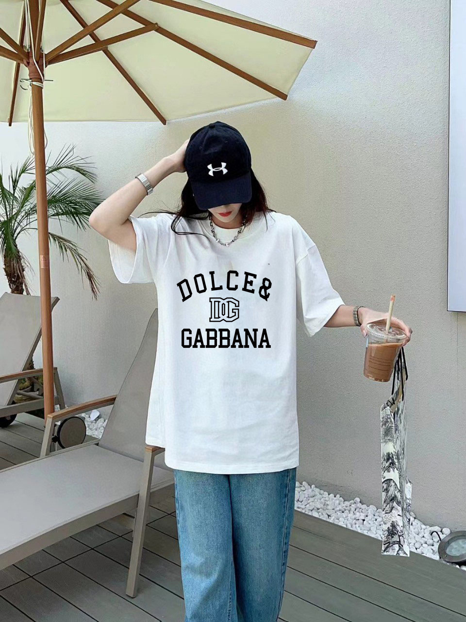 P70 DG/杜嘉班纳 印花LOGO字母百搭圆领短袖T恤男女同款 吊牌 领标 水洗唛 三标齐全 尺码：S-XXL 颜色：黑色，白色