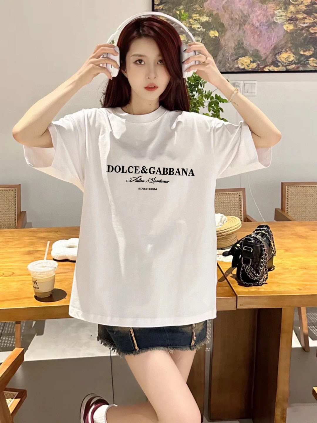 P70 DG/杜嘉班纳 印花LOGO字母百搭圆领短袖T恤男女同款 吊牌 领标 水洗唛 三标齐全 尺码：S-XXL 颜色：黑色，白色