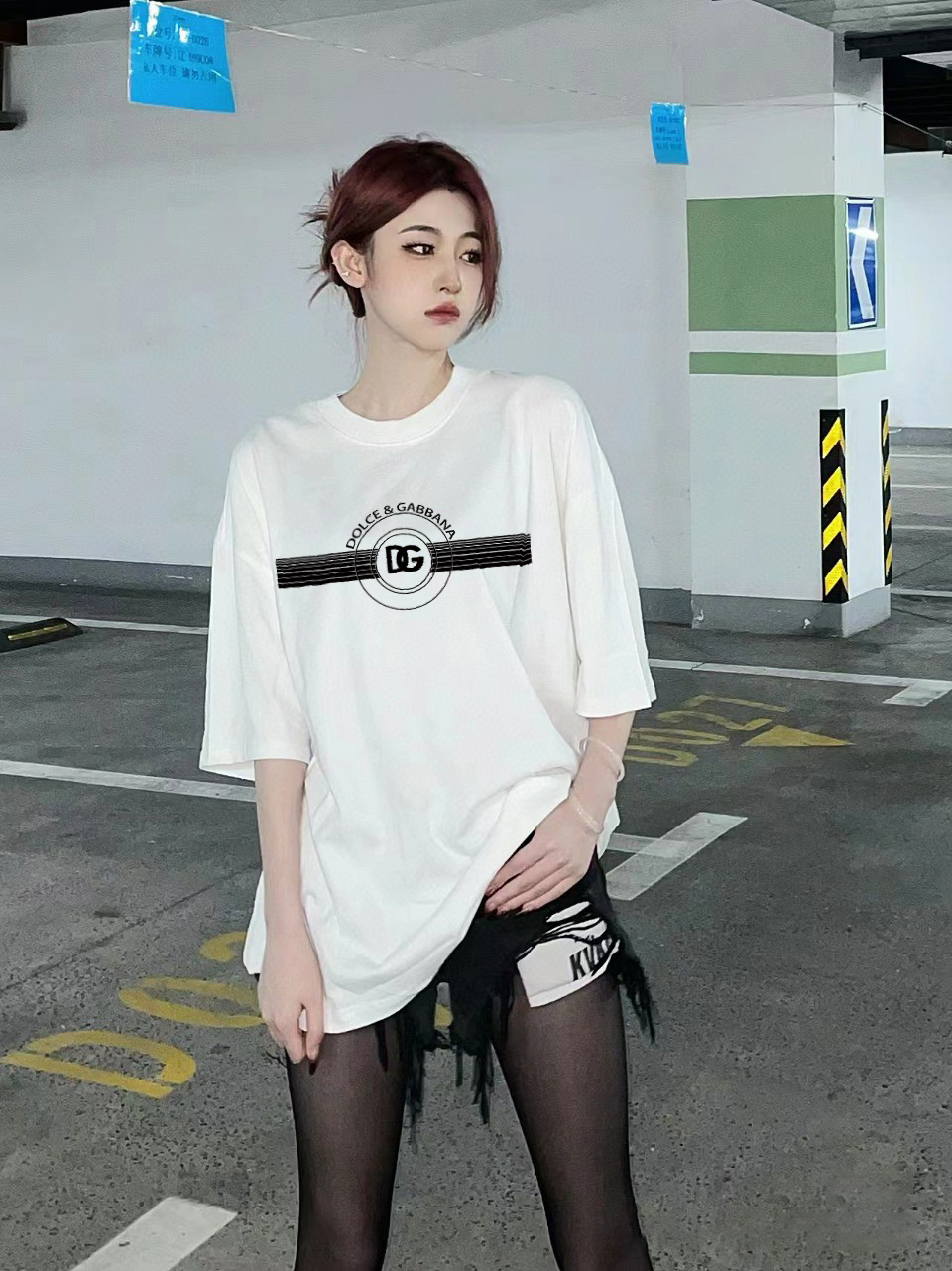 P70 DG/杜嘉班纳 印花LOGO字母百搭圆领短袖T恤男女同款 吊牌 领标 水洗唛 三标齐全 尺码：S-XXL 颜色：黑色，白色