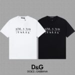 P70 🔥 [DG 杜嘉班纳] 2025FW短袖T恤 LOGO印花 高端26s双纱300克面料 重磅面料 定制拉架罗纹同缸同染 三标齐全 男女同款 颜色：黑色 白色 尺码：S M L XL XXL