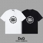 P70 🔥 [DG 杜嘉班纳] 2025FW短袖T恤 LOGO印花 高端26s双纱300克面料 重磅面料 定制拉架罗纹同缸同染 三标齐全 男女同款 颜色：黑色 白色 尺码：S M L XL XXL