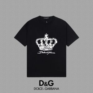 P70 🔥 [DG 杜嘉班纳] 2025FW短袖T恤 LOGO印花 高端26s双纱300克面料 重磅面料 定制拉架罗纹同缸同染 三标齐全 男女同款 颜色：黑色 白色 尺码：S M L XL 2XL