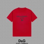 P75 🔥 [DG 杜嘉班纳] 2026FW短袖T恤 刺绣字母 高端26s双纱300克面料 重磅面料 定制拉架罗纹同缸同染 三标齐全 男女同款 颜色：红色 尺码：S M L XL XXL