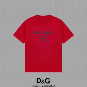 P75 🔥 [DG 杜嘉班纳] 2026FW短袖T恤 刺绣字母 高端26s双纱300克面料 重磅面料 定制拉架罗纹同缸同染 三标齐全 男女同款 颜色：红色 尺码：S M L XL XXL