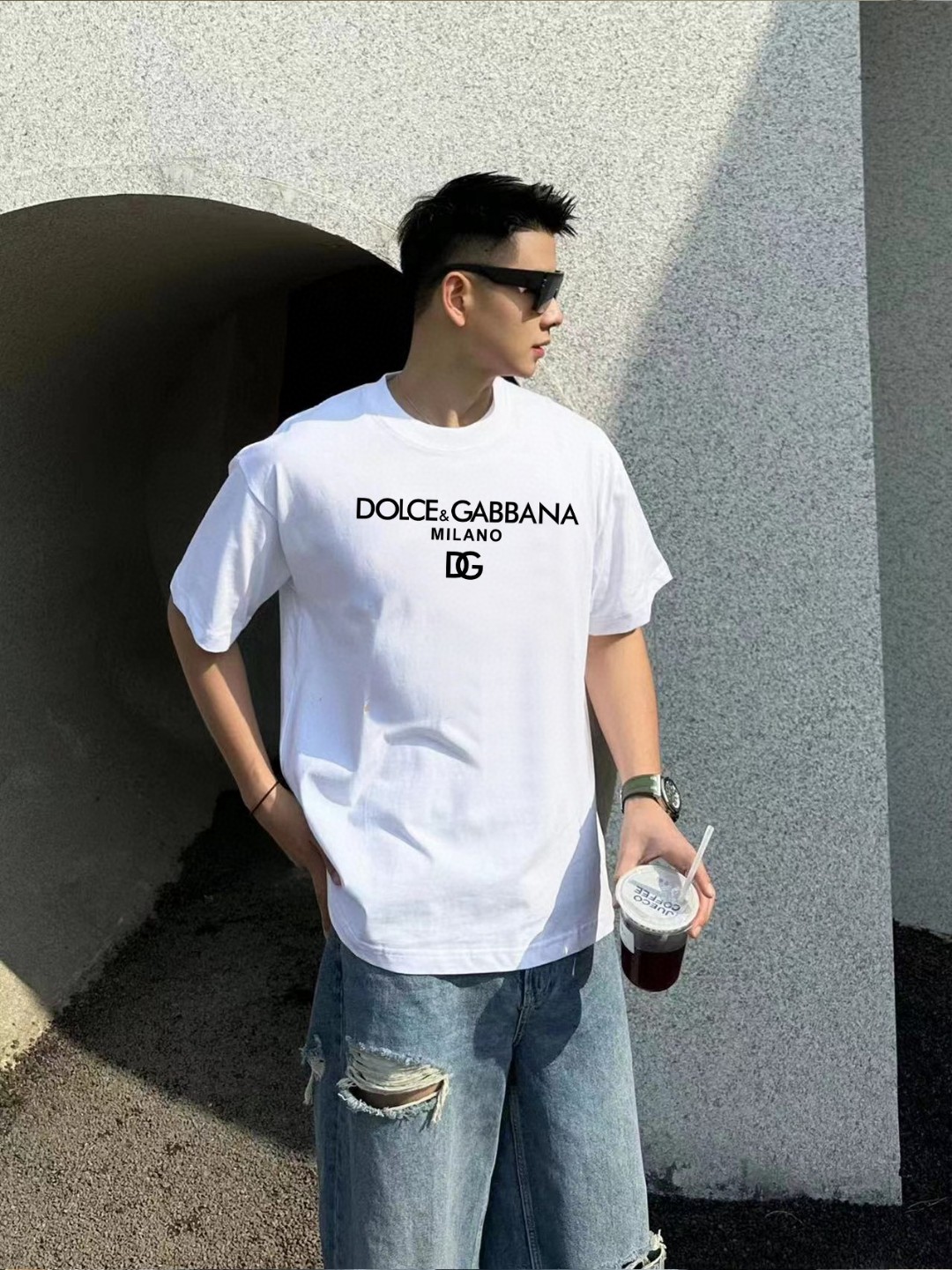 P75 🔥 [DG 杜嘉班纳] 2024FW短袖T恤 经典款刺绣字母 高端32s双纱260克面料 重磅面料 定制拉架罗纹同缸同染 三标齐全 男女同款 颜色：黑色 白色 尺码：S M L XL XXL