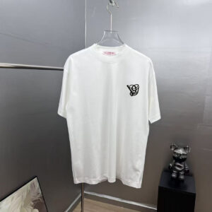 P75 valent*no *华伦天奴，logo字母立体刺绣 《区别通货面料》双纱纯棉上衣 7a抗菌短袖tee 上身十分舒适，男女同款半袖，落肩宽松版型 颜色: 黑色 白色 咖啡色 尺码：S（90-130斤） M（125-150斤） L（135-165斤） XL（160-190斤） XXL（185-220斤）