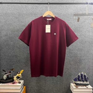 P80 Vale*华伦*天奴 2026春夏新款 字母刺绣logo工艺 双纱定制平纹纯棉面料 短袖T恤 男女同款 颜色：白色 黑色 酒红色 花灰色 尺码： S （90-130斤） M （120-150斤） L （140-165斤） XL （160-180斤） XXL （180-210斤）