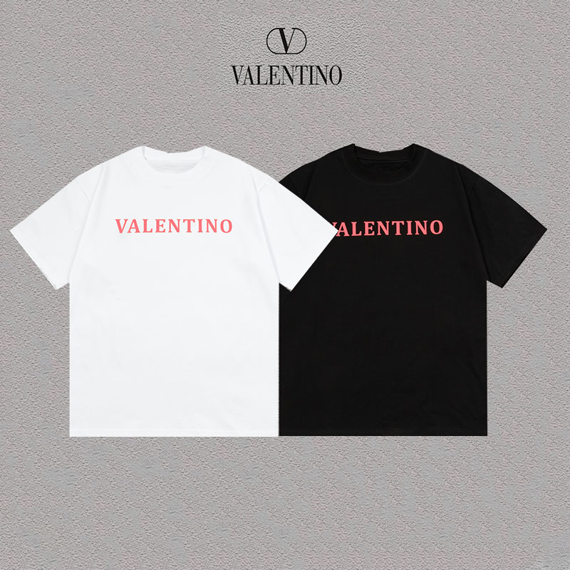 P80 Valentino/华伦天奴 立体硅胶Logo字母简约百搭短袖T恤男女同款 吊牌 领标 水洗唛 三标齐全 定织定染280克精梳棉面料 尺码：S-XXL 颜色：黑色，白色