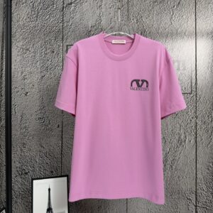 P80 𝙉𝙚𝙬⚜️华伦天奴》 2026春夏新款短袖T恤重磅纯棉 印花烫钻立体压胶个性款 颜色：白色 粉色 黑色 码数：S M L XL XXL