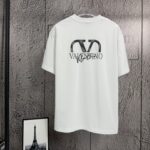 P80 𝙉𝙚𝙬⚜️华伦天奴》 2026春夏新款短袖T恤重磅纯棉 印花烫钻立体压胶个性款 颜色：白色 粉色 黑色 码数：S M L XL XXL