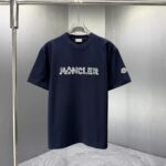 P70 MONCL* 蒙口* 2026春夏新款短袖T恤 定制纯棉字母logo 美丽绒 颜色：黑色 白色 深蓝 棕色 码数：S M L XL XXL