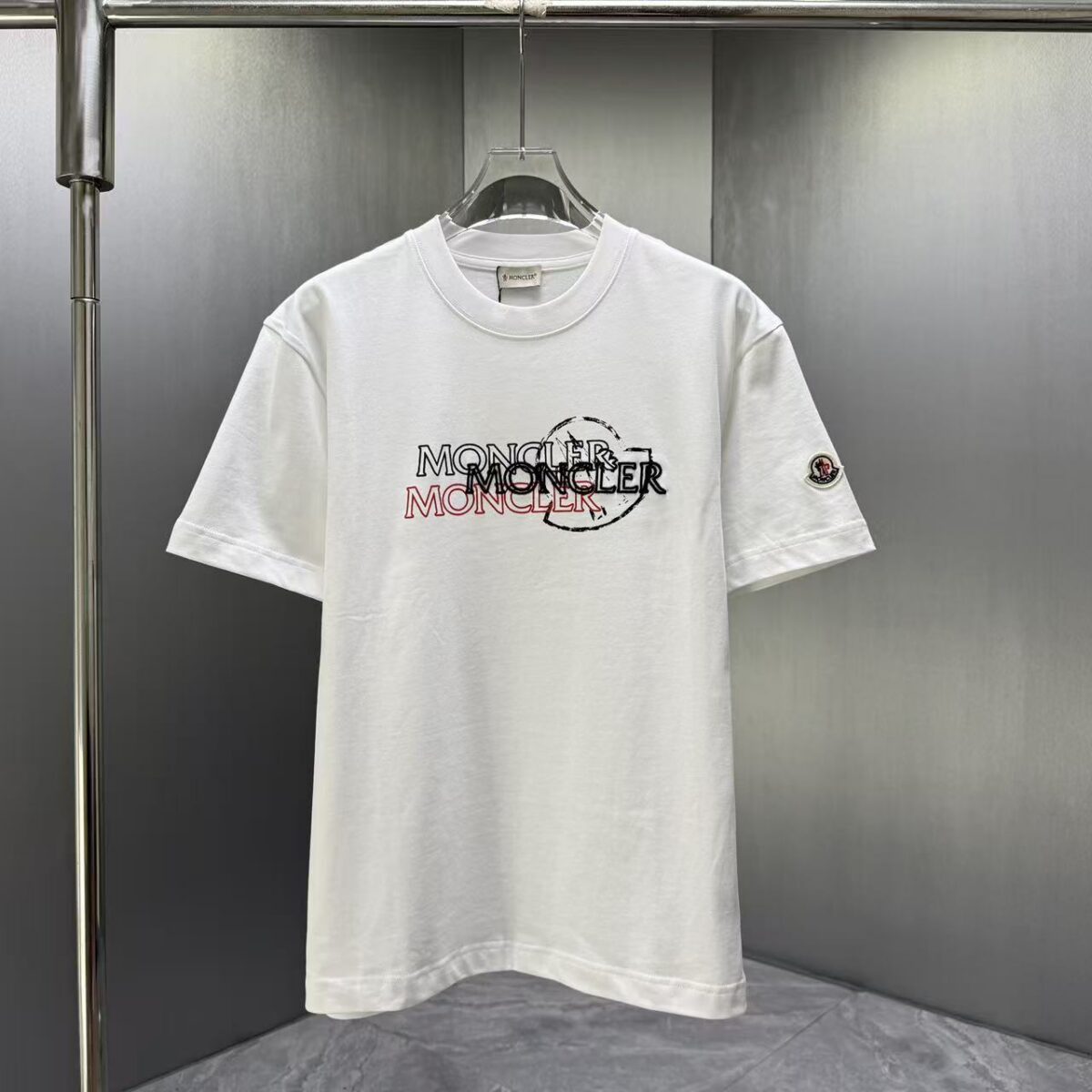 P80 MONCL* 蒙口* 2026春夏新款短袖T恤 定制纯棉字母logo 印花+刺绣 颜色：黑色 白色 深蓝 码数：S M L XL XXL