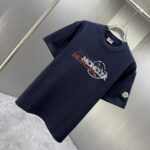 P80 MONCL* 蒙口* 2026春夏新款短袖T恤 定制纯棉字母logo 印花+刺绣 颜色：黑色 白色 深蓝 码数：S M L XL XXL