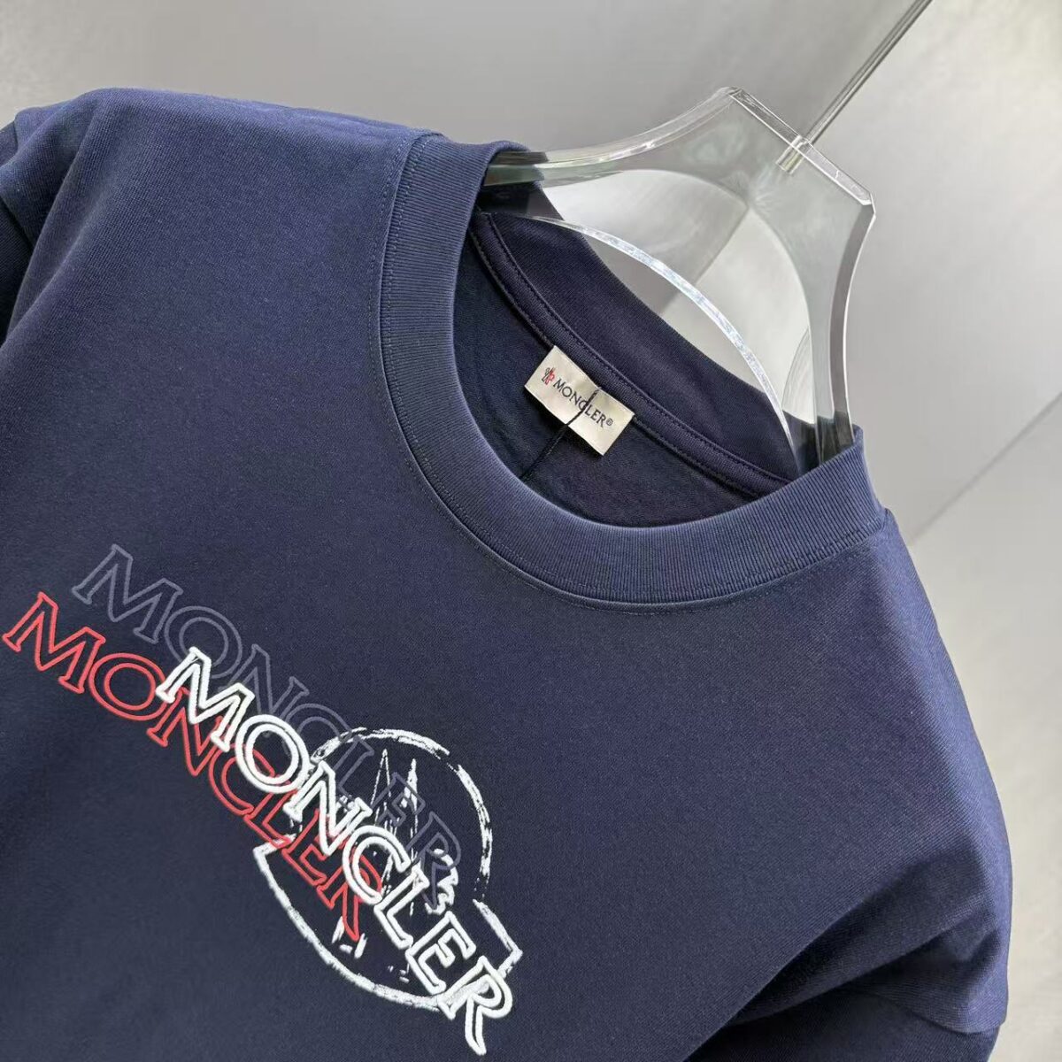 P80 MONCL* 蒙口* 2026春夏新款短袖T恤 定制纯棉字母logo 印花+刺绣 颜色：黑色 白色 深蓝 码数：S M L XL XXL