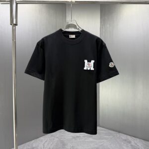 P75 MONCL* 蒙口* 2026春夏新款短袖T恤 定制纯棉字母logo 刺绣 颜色：黑色 白色 深蓝 巧色 码数：S M L XL XXL