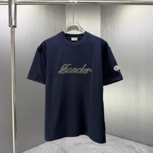 P75 MONCL* 蒙口* 2026春夏新款短袖T恤 定制纯棉字母logo 刺绣 颜色：黑色 白色 深蓝 棕色 码数：S M L XL XXL
