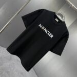 P75 MONCL* 蒙口* 2026春夏新款短袖T恤 定制纯棉字母logo 植绒+章仔 颜色：黑色 白色 深蓝 棕色 码数：S M L XL XXL