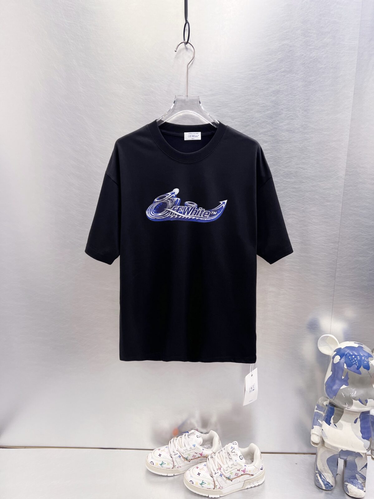 P65 OFF-WHITE OW 银河涂鸦箭头短袖上新💫 蓝星空流线 Logo 设计，重磅纯棉宽松款，清爽百搭街头刚需款！ 颜色：黑色 白色 尺码：S M L XL