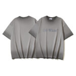 P75 OFF-WHITE纯棉280g洗水做旧双纱重磅渐变LOGO印花短袖T恤 做旧灰色 S M L XL