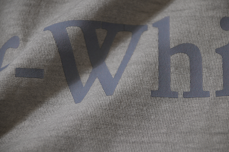 P75 OFF-WHITE纯棉280g洗水做旧双纱重磅渐变LOGO印花短袖T恤 做旧灰色 S M L XL